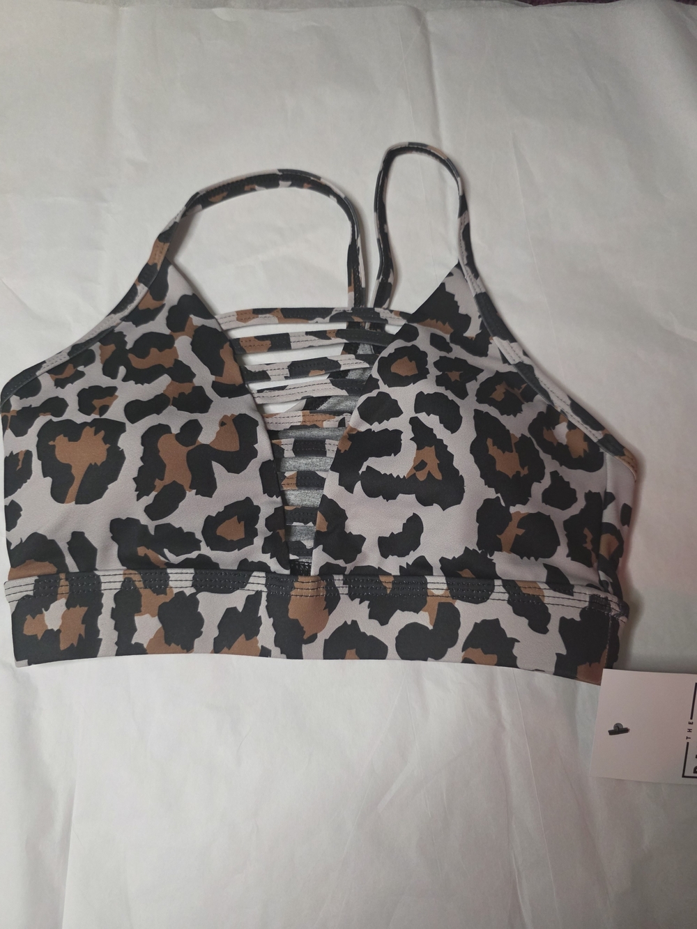 Leopard Print Strappy Sports Bra - Brown/Black